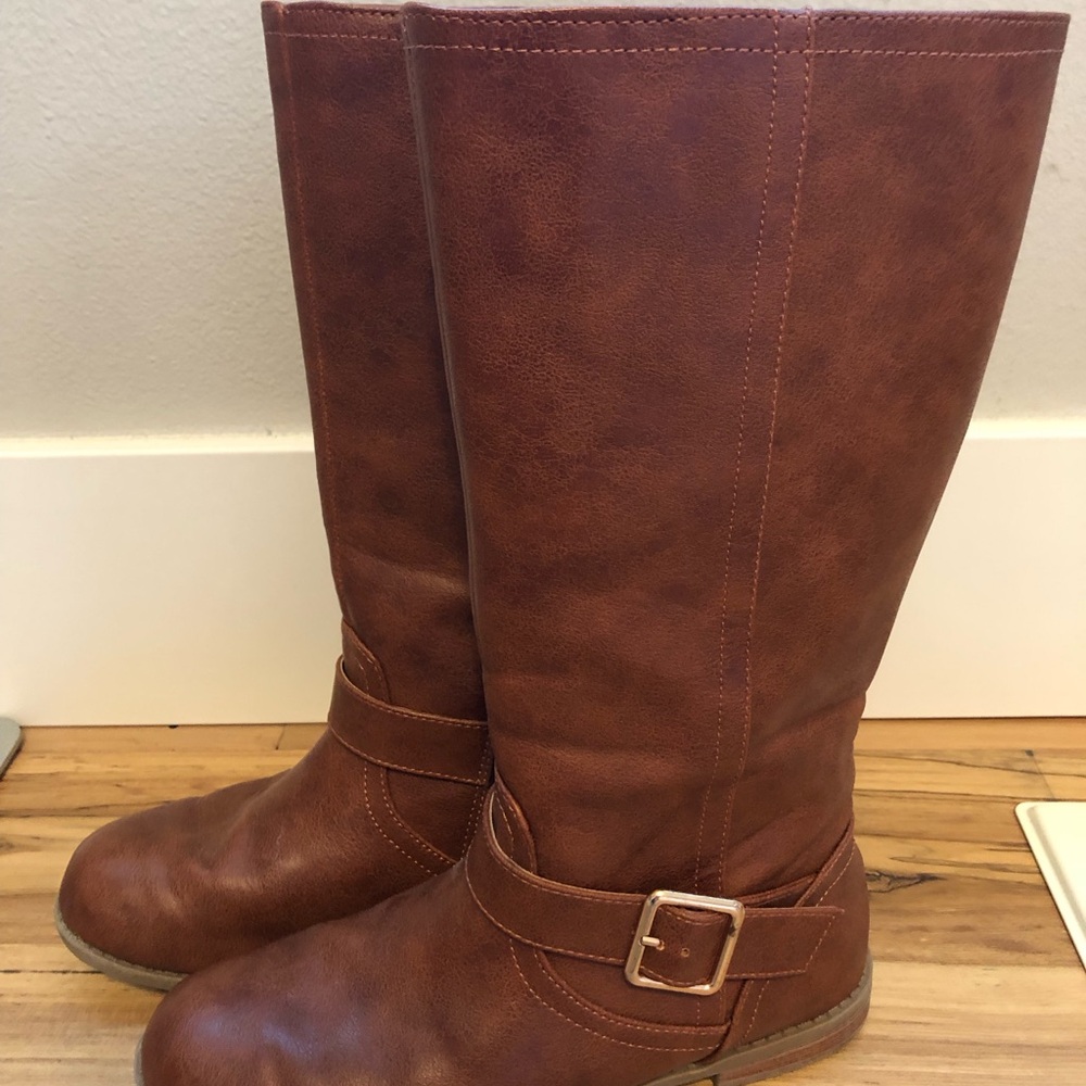 Brown Leather Knee-High Boots